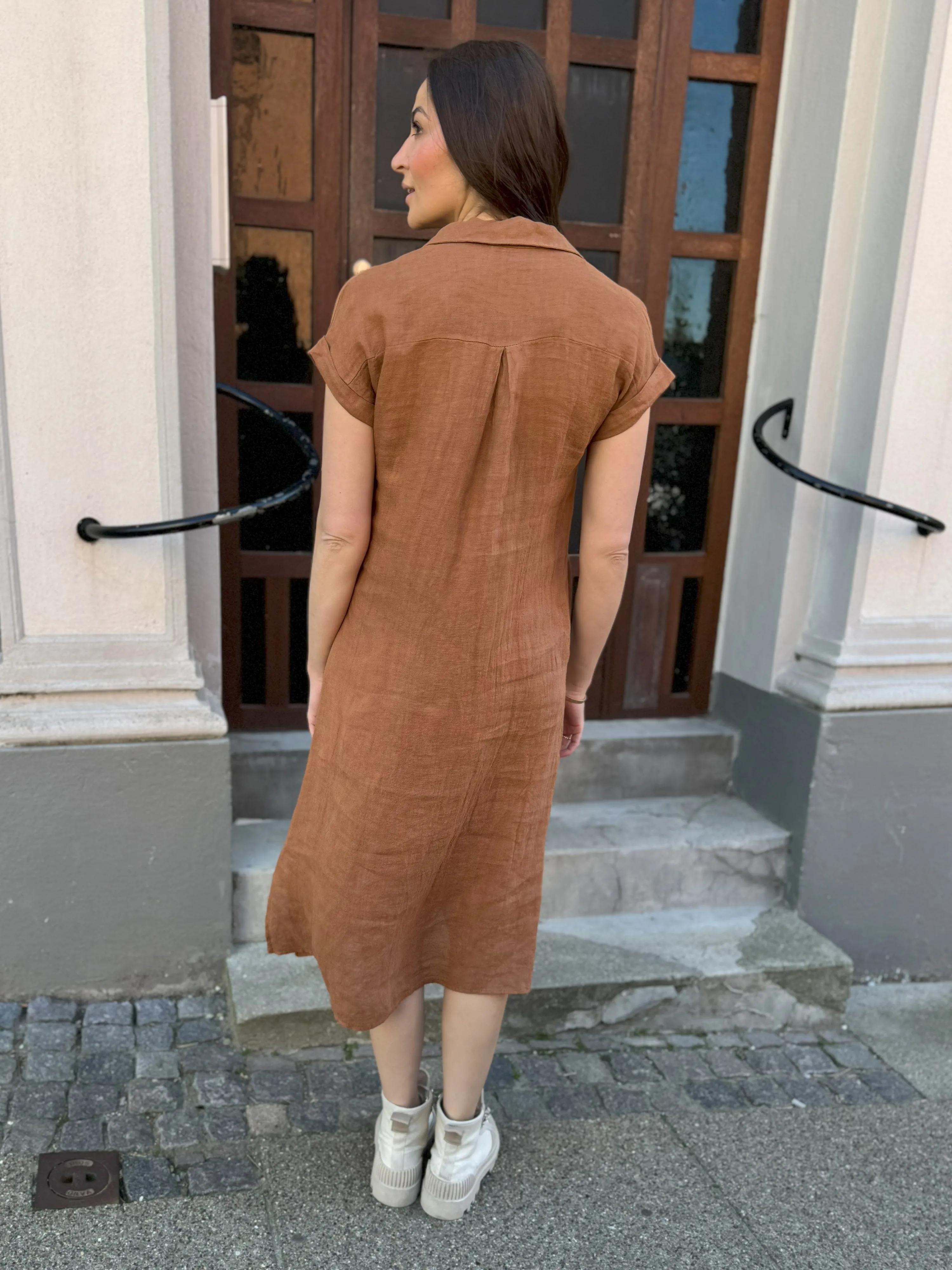 POLETTE Leinenkleid - Mocca Mousse