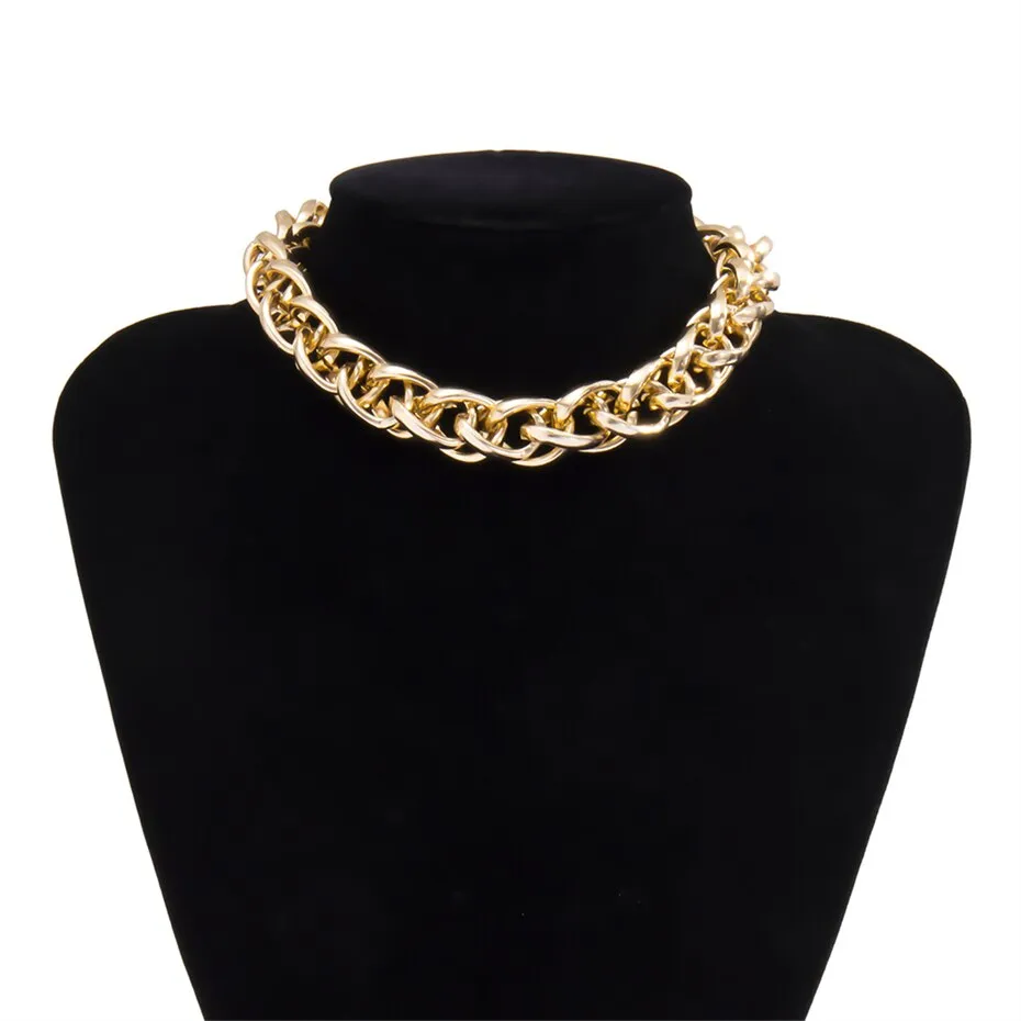 Punk Multi Layered Gold Color Chain Choker Necklace Jewelry for Women Hip Hop