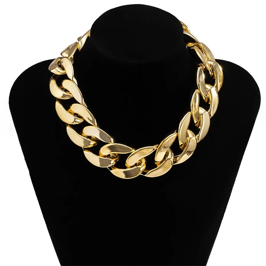 Punk Multi Layered Gold Color Chain Choker Necklace Jewelry for Women Hip Hop