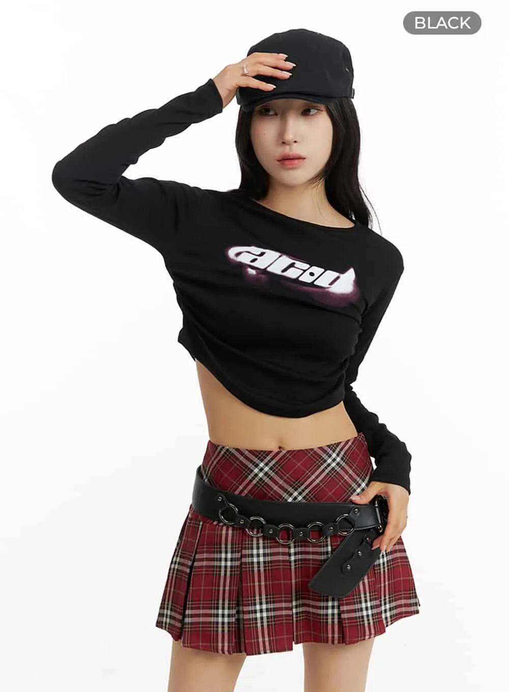 Round Hem Long Sleeve Crop Tee IM405