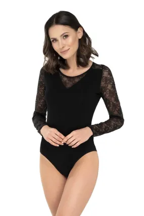 Shapewear Bodysuit with Lace Details Black