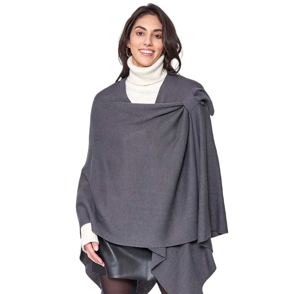 Shoulder Strap Solid Ruana Poncho