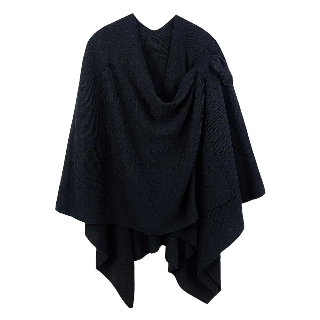 Shoulder Strap Solid Ruana Poncho