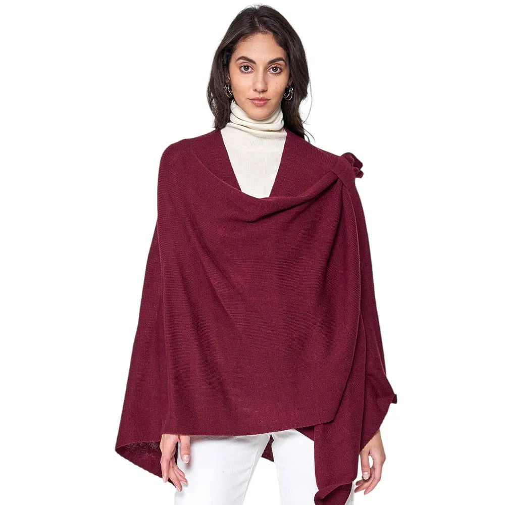 Shoulder Strap Solid Ruana Poncho