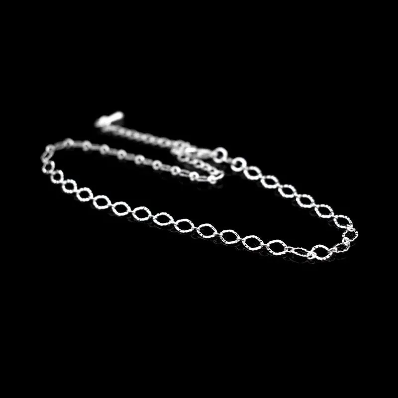 Silver Sterling Exquisite Small Egg Shaped Ankle Chains