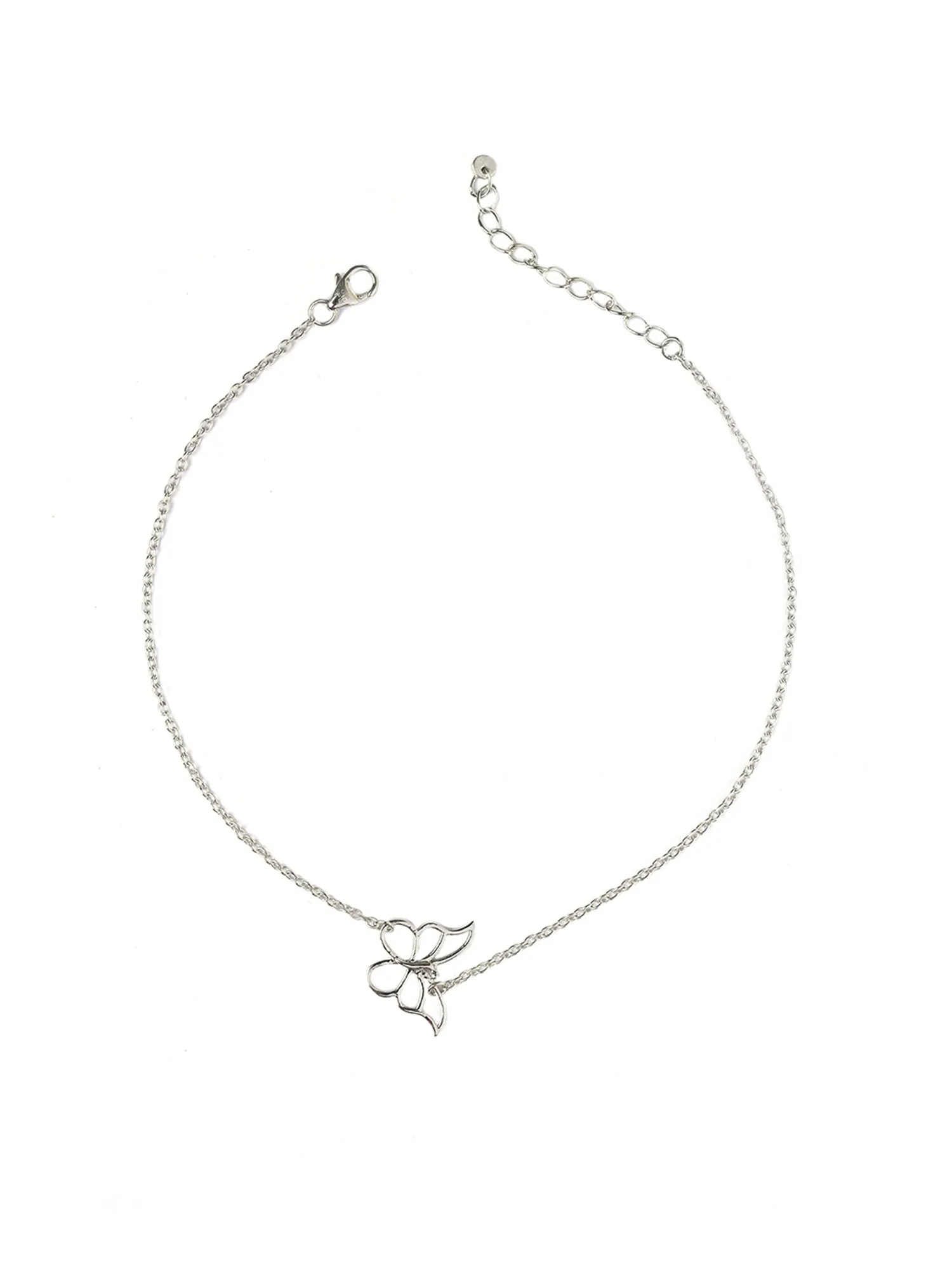 Single Butterfly Anklet In Pure Silver For Women