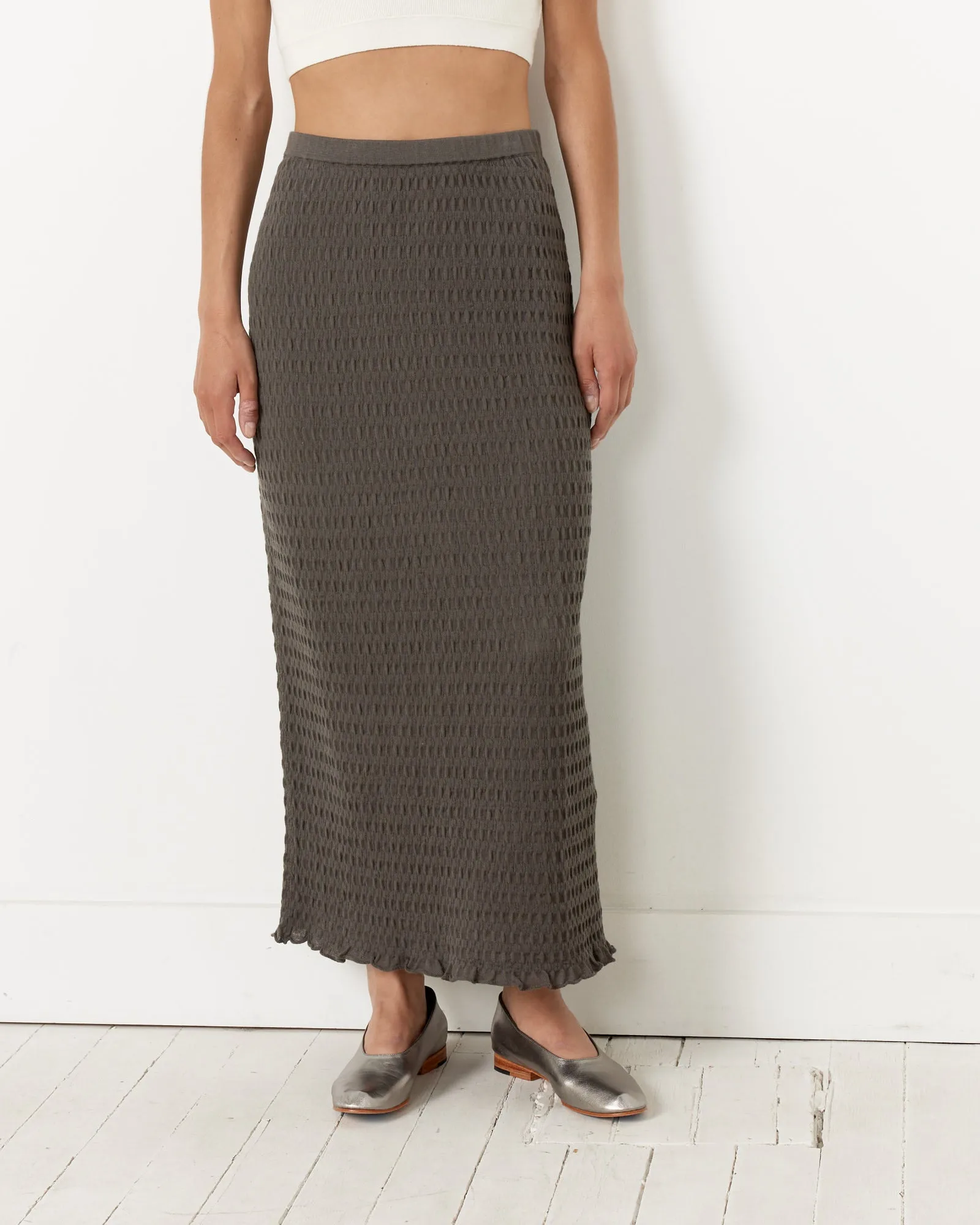 Smocked Skirt in Coal