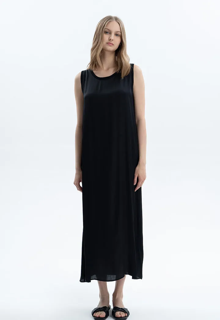 Solid A-line Maxi Sleeveless Dress