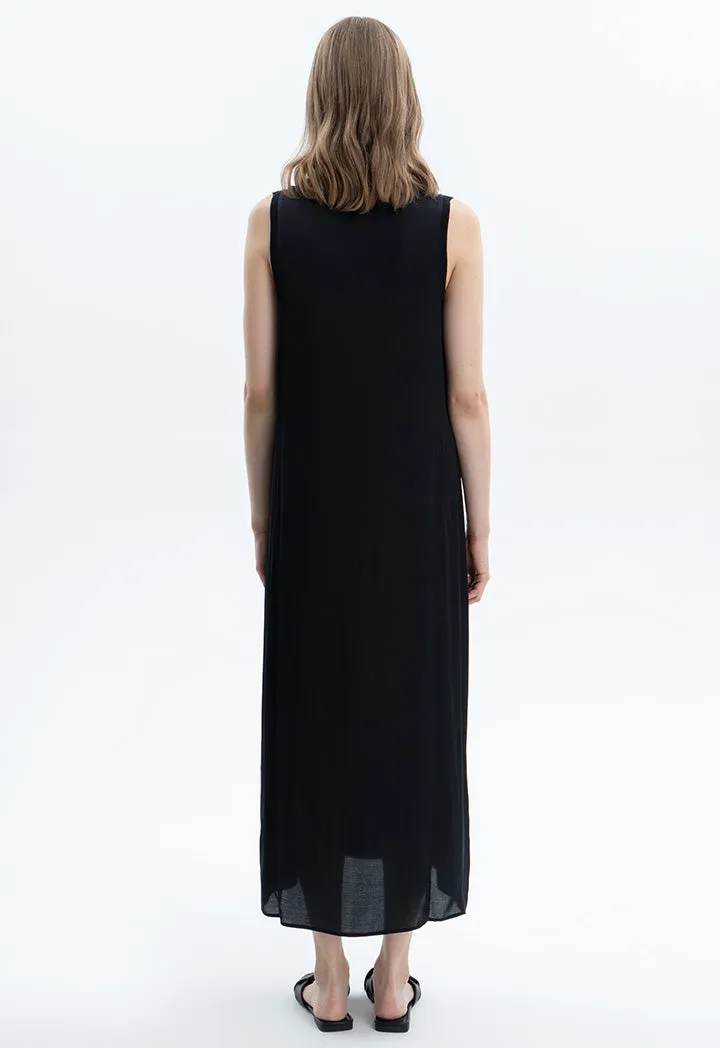 Solid A-line Maxi Sleeveless Dress