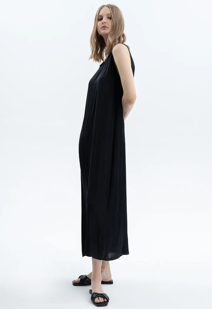 Solid A-line Maxi Sleeveless Dress