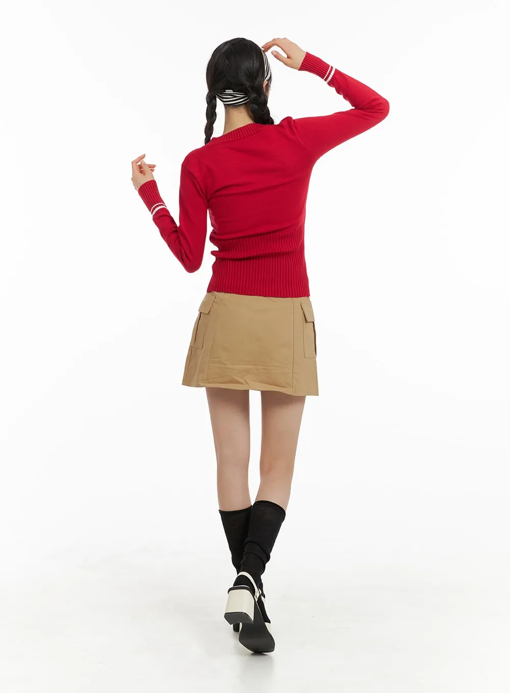 Solid Cargo Mini Skirt OM420