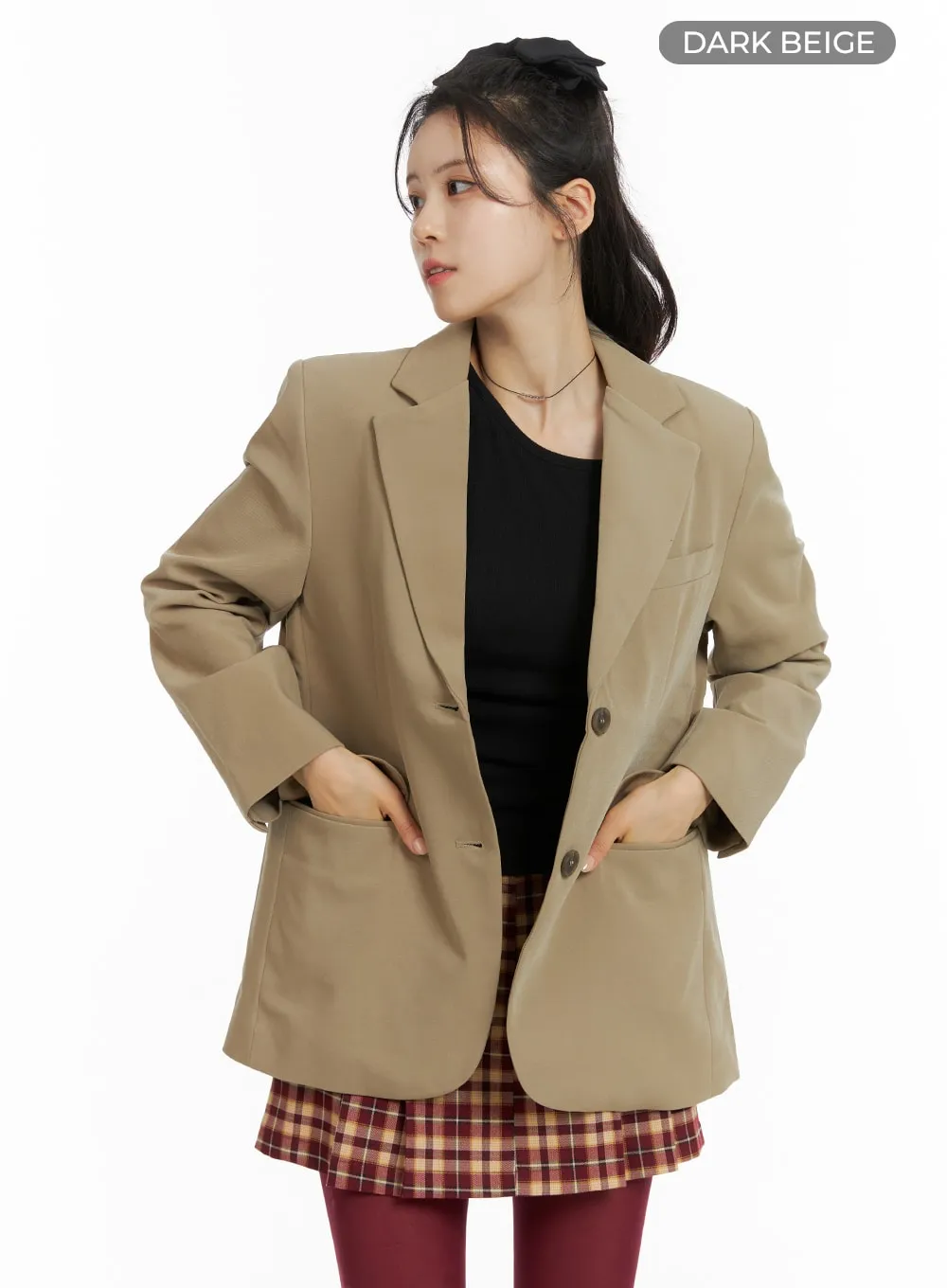 Solid Oversized Blazer Jacket OM420