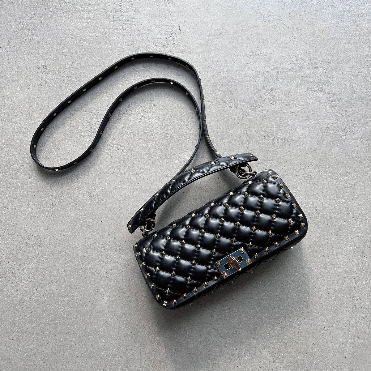 Spike Baguette Bag, Black