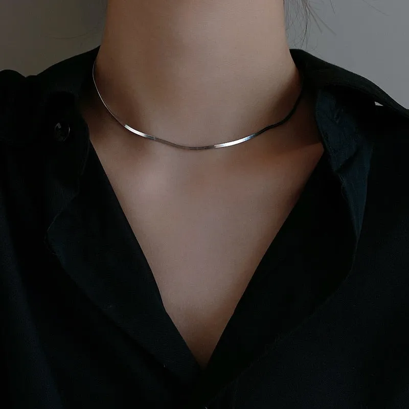 Sterling Silver Clavicle Chain Necklace For Women