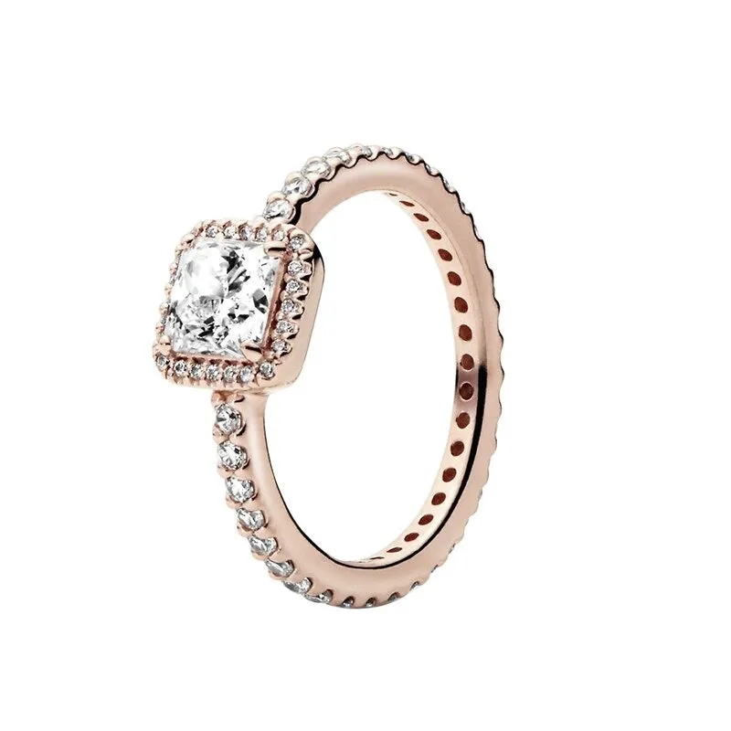 Sterling Silver Rose Gold Stylish Sparkling Ring For Women