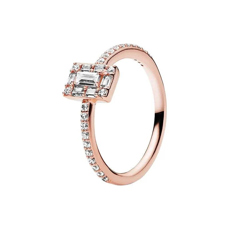 Sterling Silver Rose Gold Stylish Sparkling Ring For Women