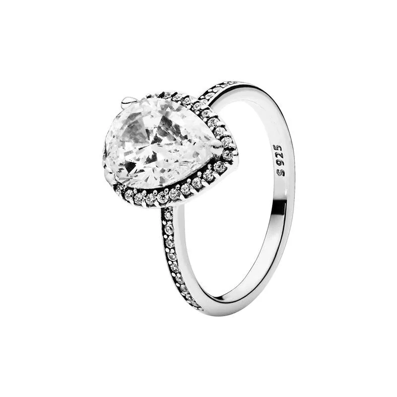 Sterling Silver Sparkling Gem Ring For Women