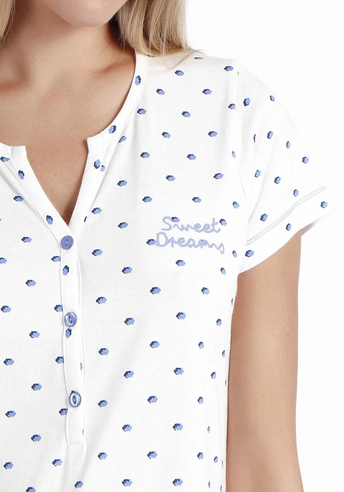 Sweet Dreams Short Sleeve Shirt for Women - Blue