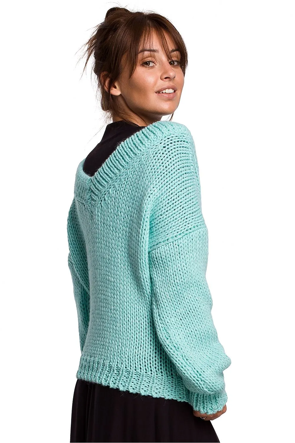 V-Neck Knitted Jumper Turquoise