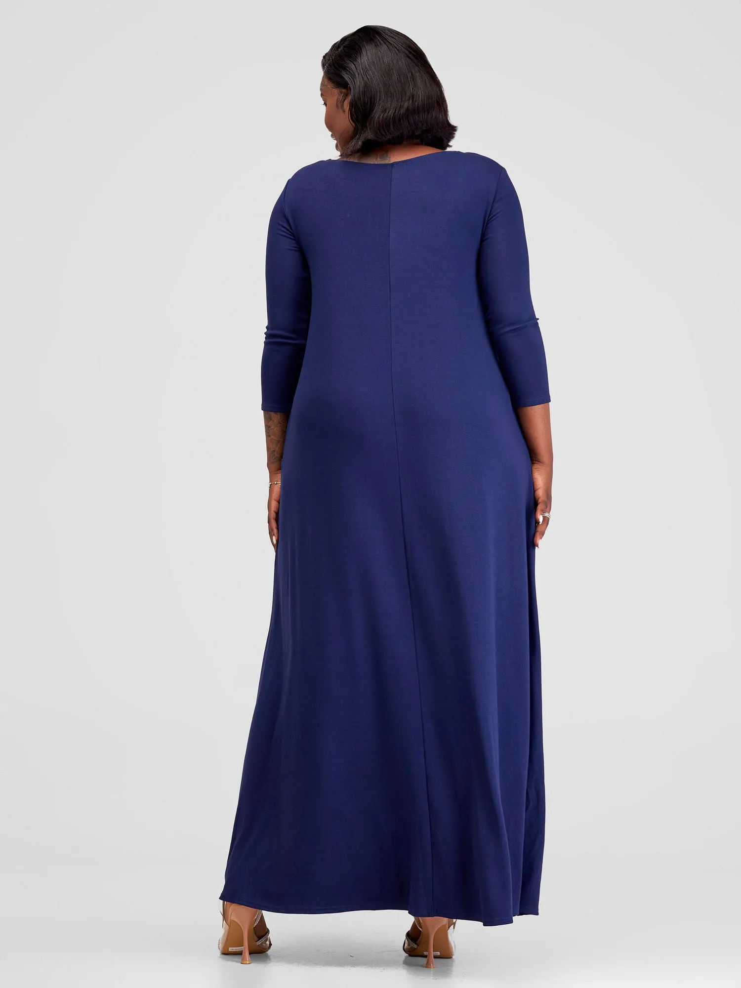 Vivo Leila 3/4 Sleeve Tent Maxi Dress - Navy Blue