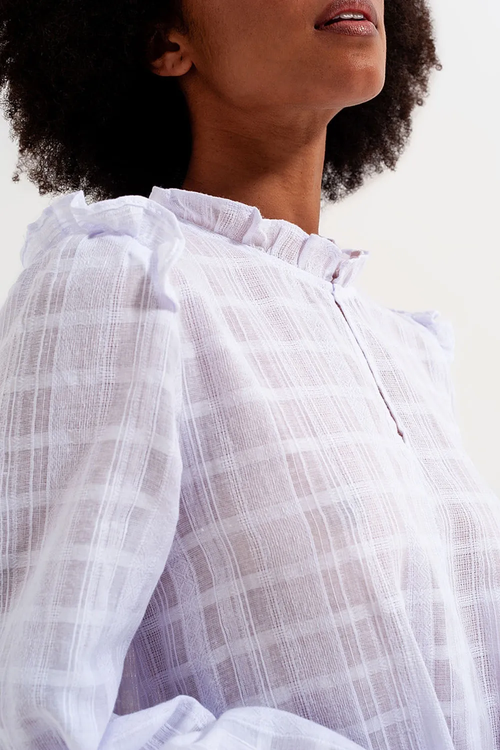 Voluminous Mini Dress with Ruffles in White