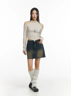 Washed Denim Mini Skirt CJ416