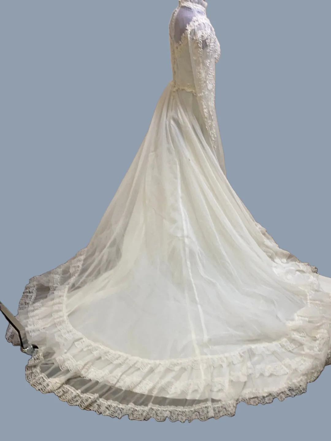 Wedding Dresse & Veil - Long Sleeve, scoop neck