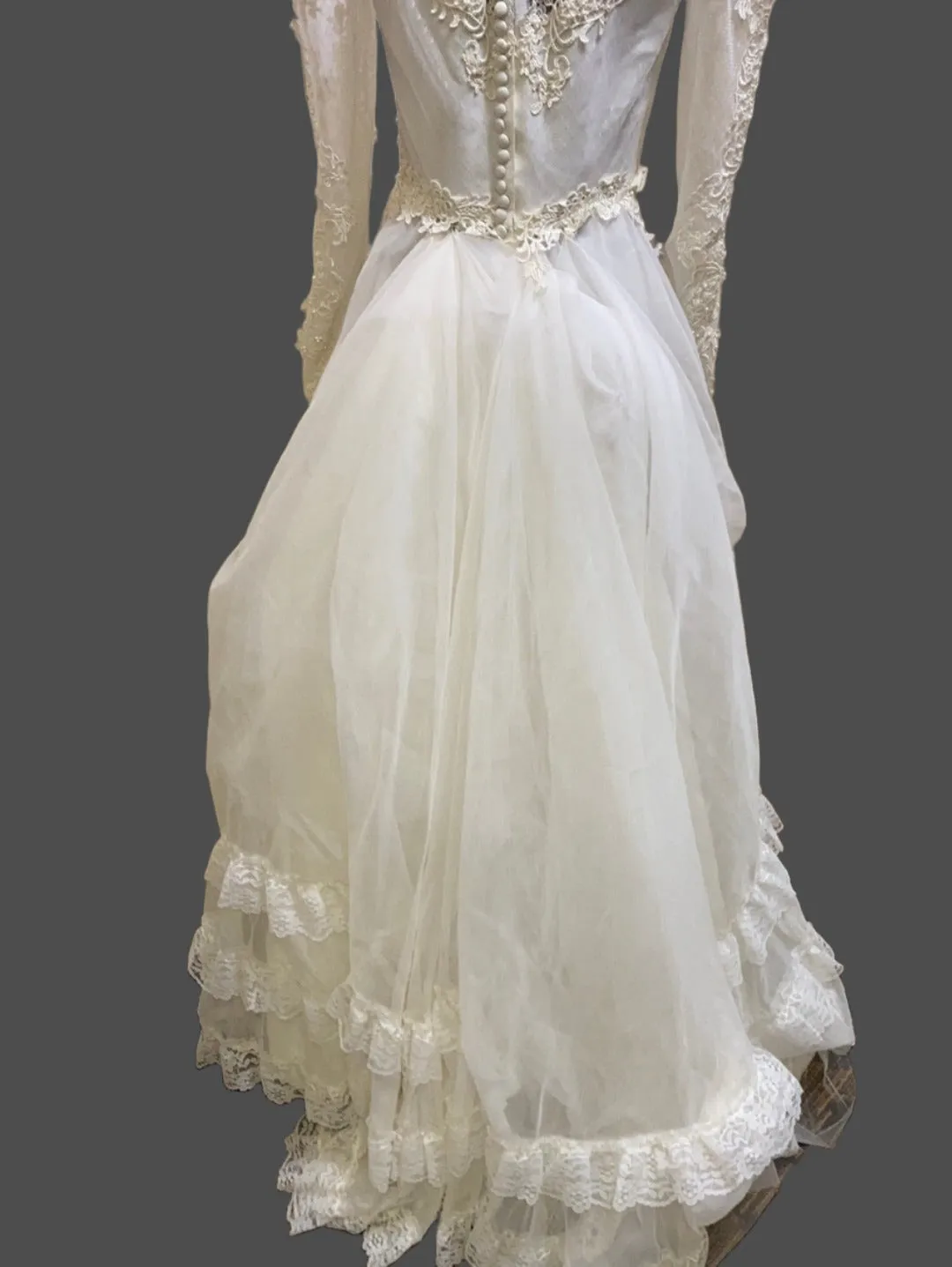 Wedding Dresse & Veil - Long Sleeve, scoop neck