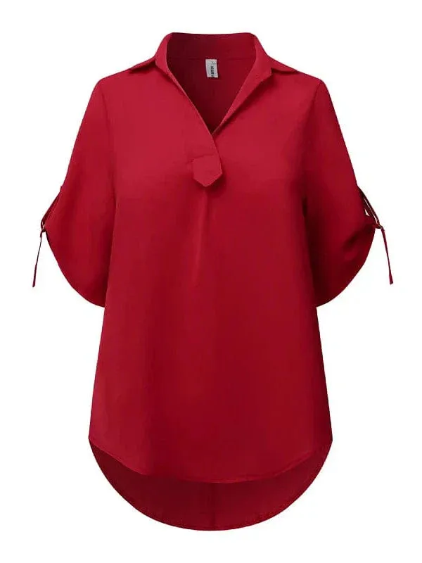 Women's Versatile Solid Color Half Sleeve Shirt Blouse